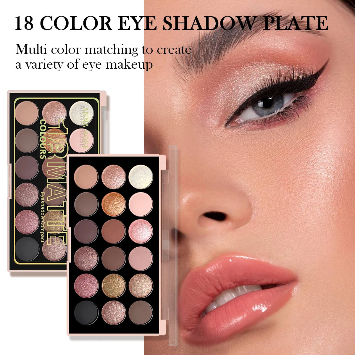 18-Color Eyeshadow Palette – Pearlescent, Matte, Fine Shimmer, Glitter, Earth Tones, Long-Lasting, High-Performance Good Vibrations