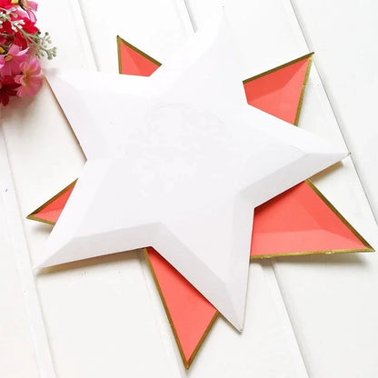 8pcs Disposable Paper Plates Dish Tray Gold Foil Star Shape Party Decor Paper Plate Dinner Cake Party Tableware Paper Plate Dish Good Vibrations