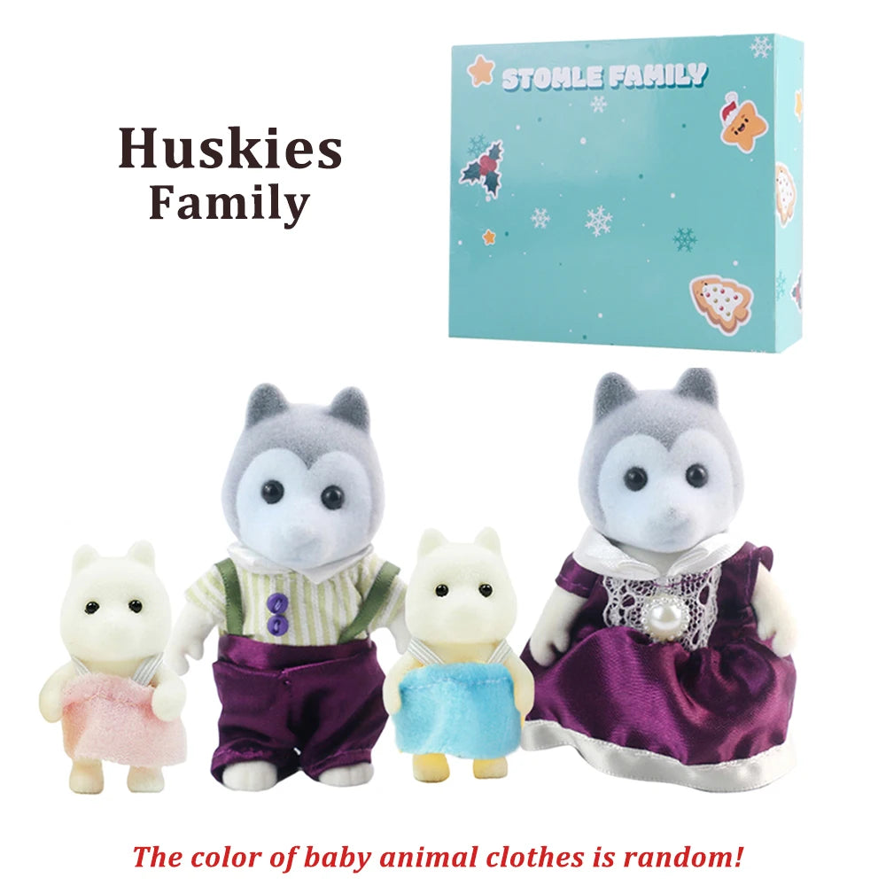 Box Packing Forest Family Reindeer Bunny Panda Animal Simulation Dollhouse Playset Play House Toy Accessories Xmas Gift for kids Good Vibrations