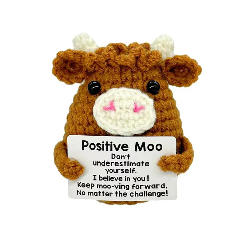 Gifts for Him Her Boyfriend Girlfriend  Handmade Positive Crochet Cute Cow Emotional Birthday Christmas Desktop Decorations Good Vibrations