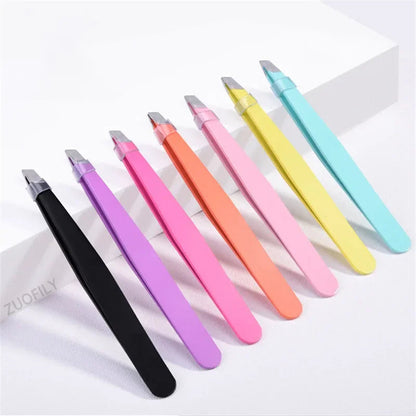 1pc Stainless Steel Eyebrow Tweezer Face Hair Removal Tweezers Colorful Makeup Eyelash Tweezer Eye Brow Clips Makeup Tools Good Vibrations