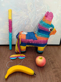 1Set/BOX  With Stick and Blindfold Donkey Pinata Fiesta Donkey Pinata Bundle Mexican Pinata Rainbow Donkey Pinata for Birthday, Good Vibrations