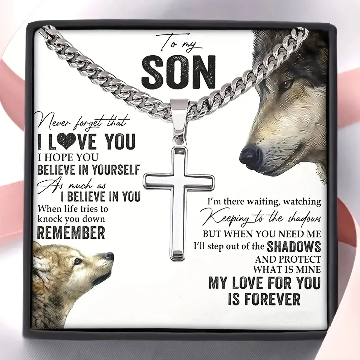 Cross Cuban Chain Necklace for Son, Popular Men's Necklace, Perfect for Birthdays Gift, Graduation Gift & Special Occasion Good Vibrations