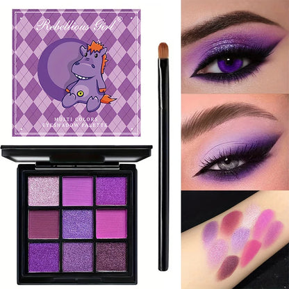 9-Grid Eye Shadow Palette Make-up for Women Glitter Pearlescent Matte Eyeshadow Cosmetics Shimmer Long Lasting Makeup Products Good Vibrations