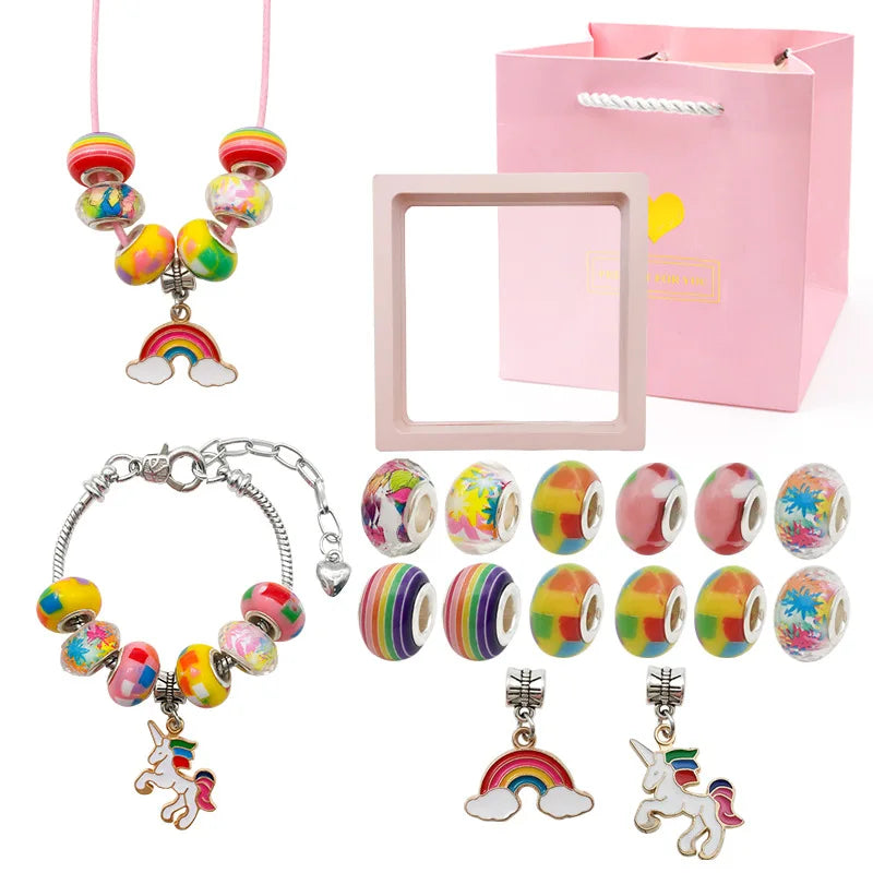 Charm Bracelet Making Kit for Girls Kids Jewelry Making Kit DIY Charm Bracelet Necklace Kit for Crafts Birthday Easter Gifts Good Vibrations