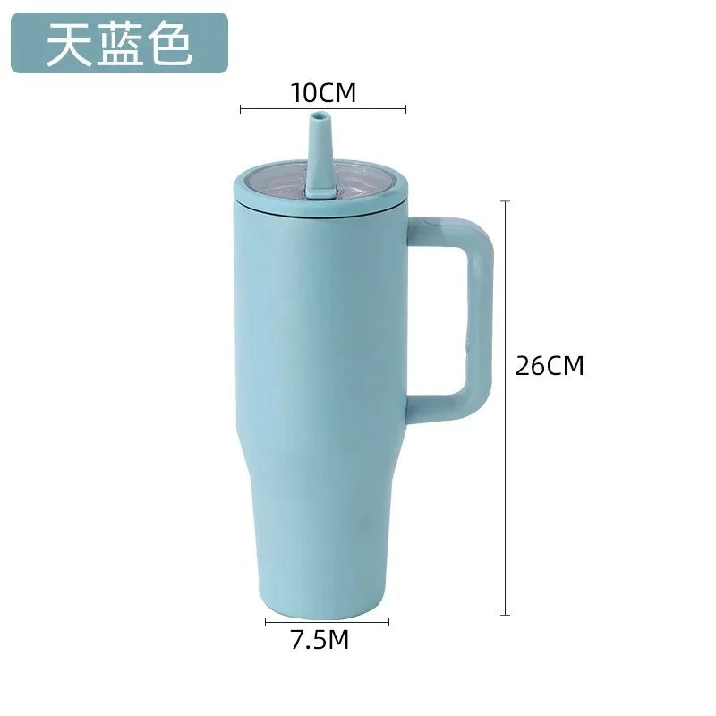 40oz Cross-border thermos cup 40oz double-layer ice cup leak-proof foldable straw cover convenient direct drinking mouth car cup Good Vibrations