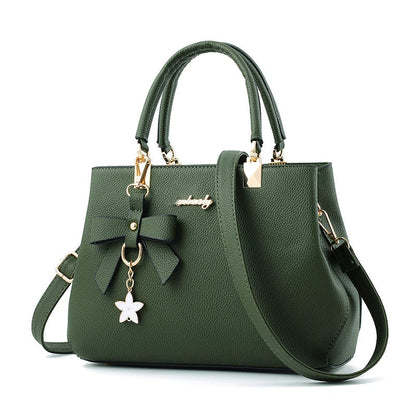 Yogodlns Elegant Women Messenger Bags with flower pendant Office Ladies Totes Pure Handbag for female Crossbody Shoulder Bags Good Vibrations