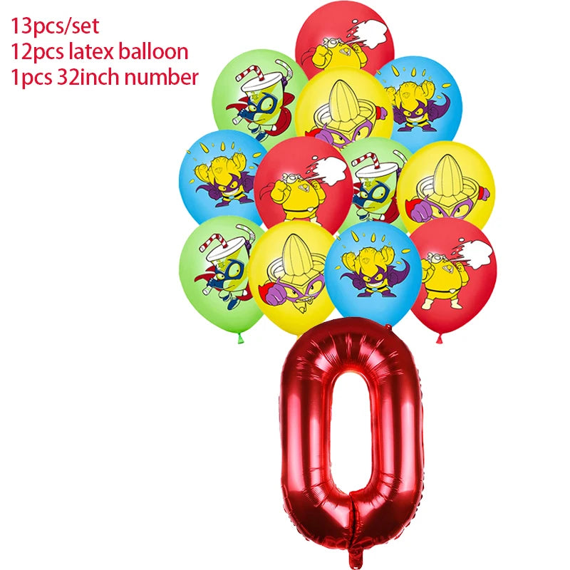 Superzings Birthday Party Decoration Balloon Banner Cake Topper SuperthingsTableware Birthday Party Supplies Baby Shower Good Vibrations