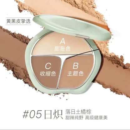 TIMAGE 3 Color Blush Palette Plump Cheeks Natural Contour with Pink Purple Apricot Shades Makeup 13g Good Vibrations