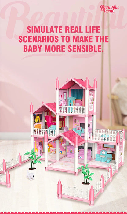 DIY Assemble Villa Model Toy House Cartoon Dools Role-Playing Set Fun Puzzle Doll House Household House Playing Toys Good Vibrations