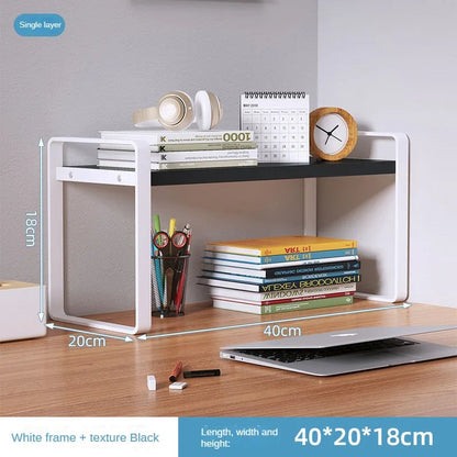Shelf Desktop Storage  Bookshelf Student Desk Shelves Racks Office Computer Desk Tiered Cabinet Home Storage Holders Organizer Good Vibrations