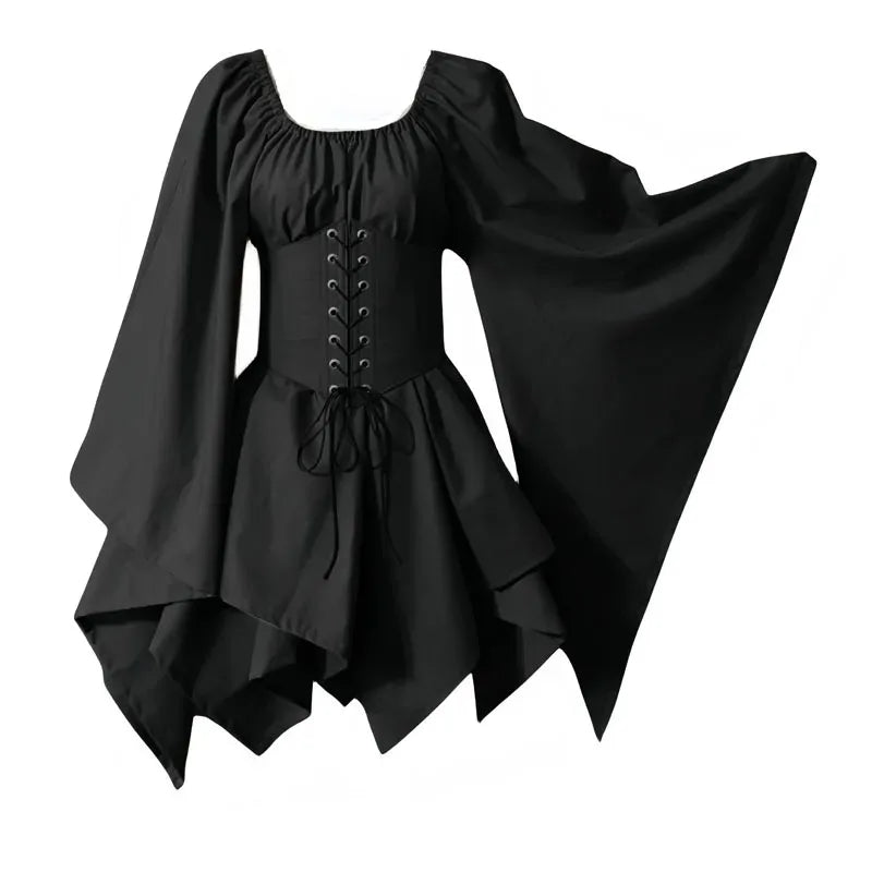 Medieval Costume Women Renaissance Medieval Dress Fairy Elf Traditional Irish Viking Costume Elf Ear for Halloween Party Good Vibrations