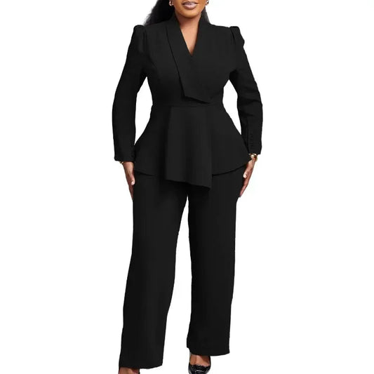 2 Piece Women Sets Plus Size  New Arrival Matching Two Pieces Sets Blazer Coat Top Pants Suits Outfits Clothing Good Vibrations