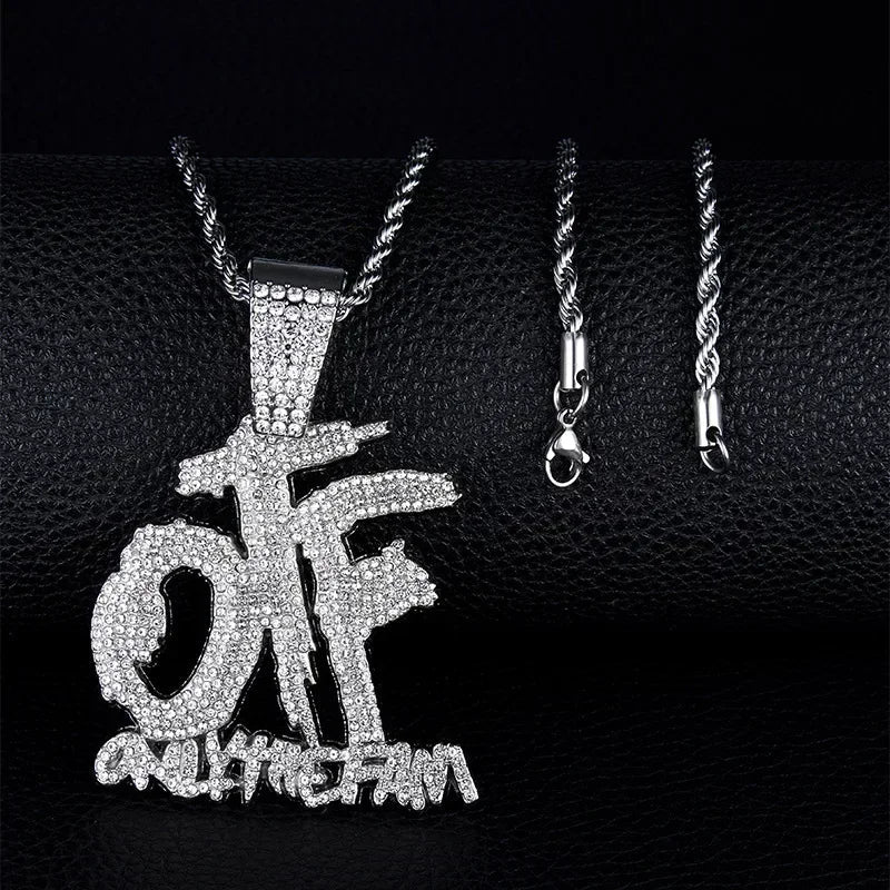 Hip Hop Ice Out Square Crystal S-A-V-A-G-E Letter Pendant Necklace for Men and Women Street One Last Party Trendy Jewelry Gift Good Vibrations