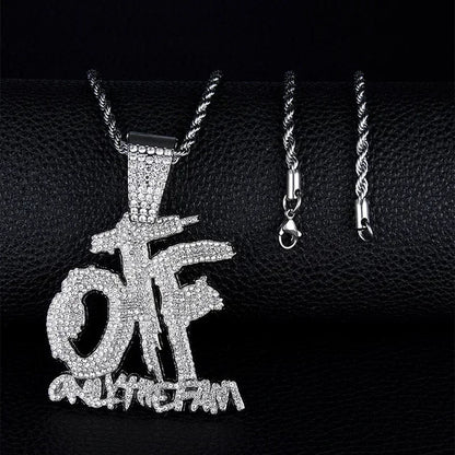Hip Hop Ice Out Square Crystal S-A-V-A-G-E Letter Pendant Necklace for Men and Women Street One Last Party Trendy Jewelry Gift Good Vibrations