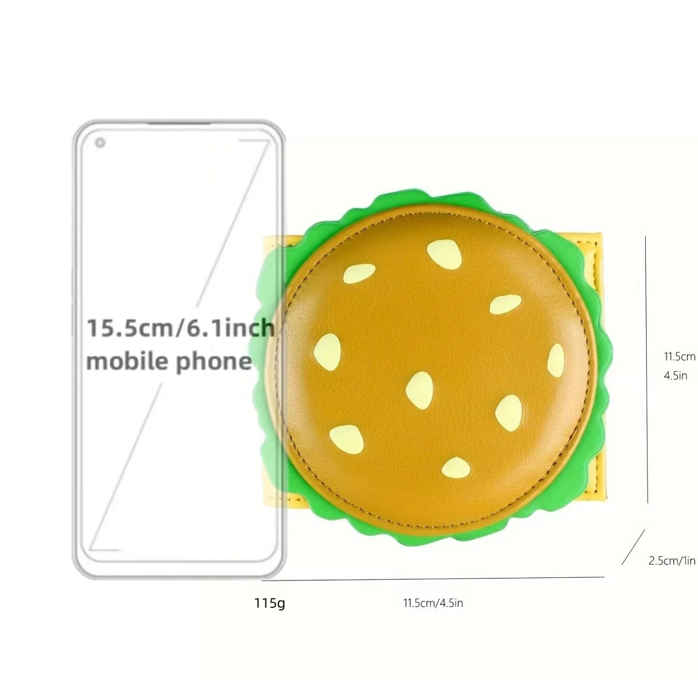 A cute wallet in the shape of a cartoon hamburger,PU leather wallet,coin purse,card holder，RFID Good Vibrations