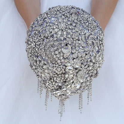 Luxury Silk Wedding Flowers Rhinestone Jewelry  Brooch Bouquet Bridal Wedding Dress Wedding Bouquet Good Vibrations