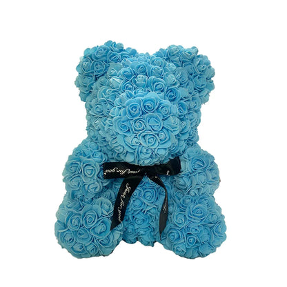 Rose Bear NEW Valentines Day Gifts 25cm Flower Bears Artificial Floral Decorations Mother' DAY Gift For Girlfriend Festival And Good Vibrations