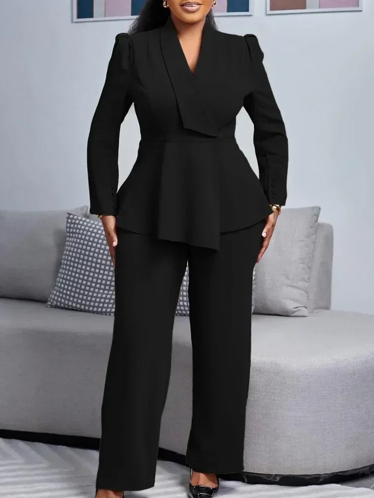 2 Piece Women Sets Plus Size  New Arrival Matching Two Pieces Sets Blazer Coat Top Pants Suits Outfits Clothing Good Vibrations