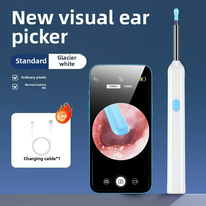 Wireless Visual Ear Endoscope Camera Ear Cleaning Tools Spoon Safe Silicone Earpick 5MP Camera Ear Wax Remover Luminous Otoscope Good Vibrations