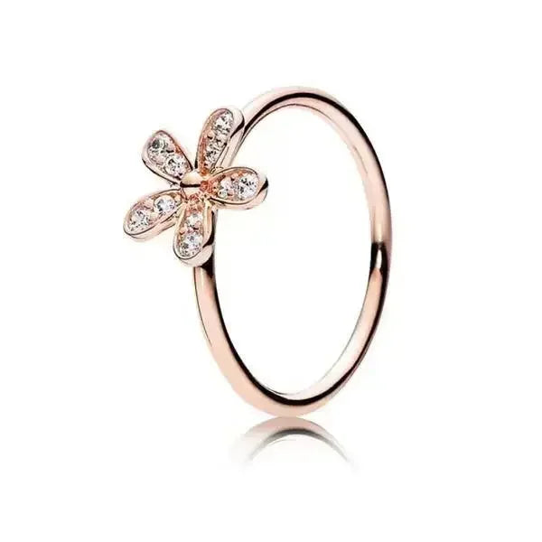 Fashion Jewelry 925 Sterling Silver Classic Rose Gold Series Ring Shining Crown Charm Ring Women's Birthday Exquisite Gift Good Vibrations