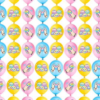 12/24/36pcs Slime Squishy Theme Balloons Cartoon Steamed Bun Dumpling Rainbow for Kids Birthday Baby Shower Party Decorations Good Vibrations