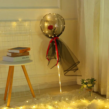 Creative Balloon Rose Flower Bouquet Wedding Decoration Bobo Ball LED Glowing Column Decoration Scene Birthday Party Room Layout Good Vibrations