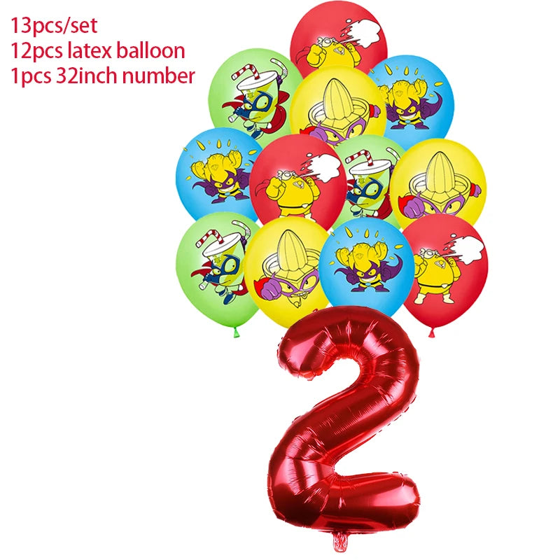 Superzings Birthday Party Decoration Balloon Banner Cake Topper SuperthingsTableware Birthday Party Supplies Baby Shower Good Vibrations