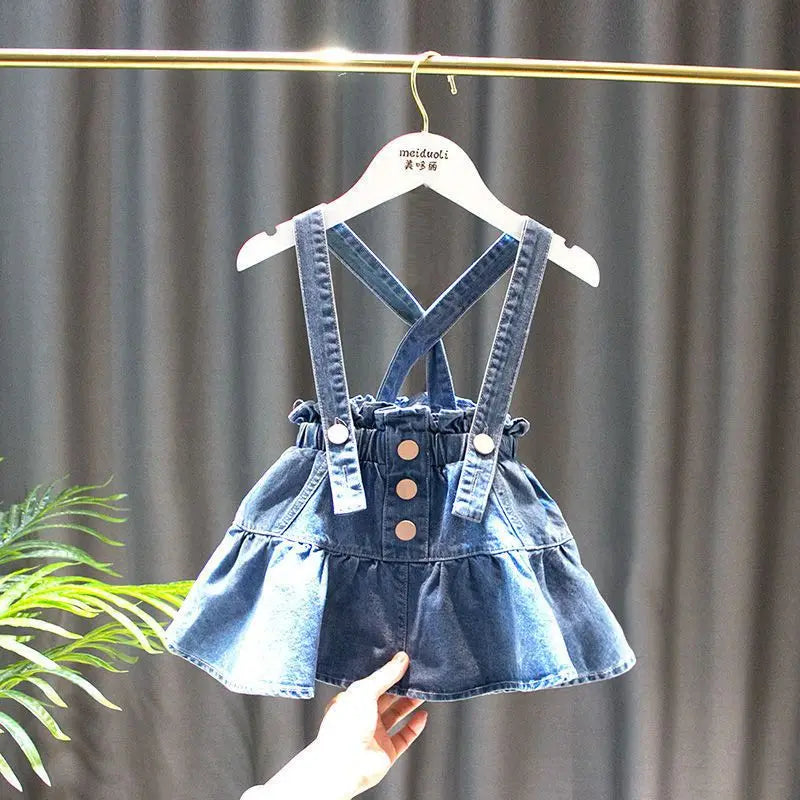 Girls Baby Clothing Set Spring and Autumn New Fashion Korean Edition Children's Denim Skirt Shirt Two Piece Set Good Vibrations