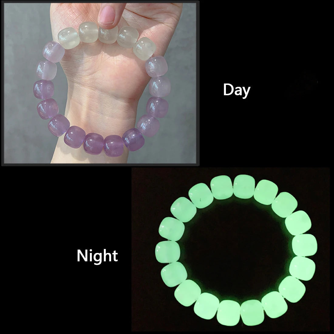Luminous Bracelets For Women Men Fluorescent Natural Stone Bracelet Night Light Glowing Beads Bangle Fashion Jewelry Couple Gift Good Vibrations