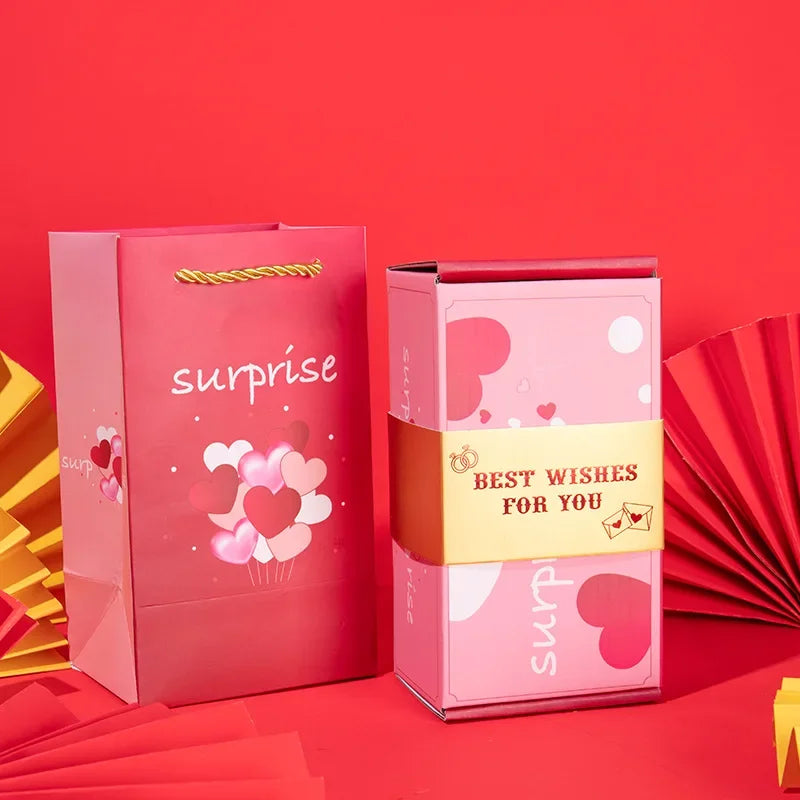 Christmas Gift Box DIY Folding Paper Box Money Pop Up Birthday Surprise Bounce Box Explosions Red Envelope Surpris Gift Box Good Vibrations