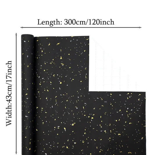 Gift Wrapping Paper Roll, 1 Roll 17inch x 120inch, Black Gold Foil Design for Holiday, Birthday, Wedding, Party Good Vibrations