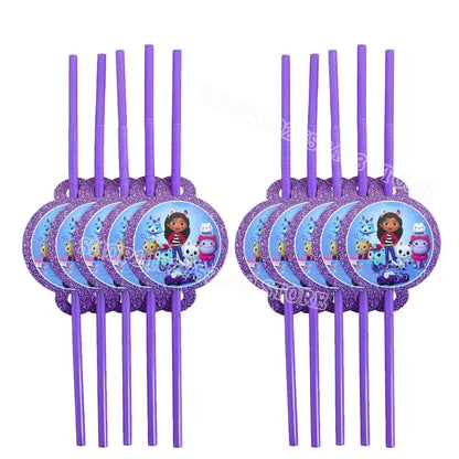 Gabby Dollhouse Birthday Party Supplies Kids Disposable Tableware Backdrop Cake Decoration Girl Baby Shower Numbers Balloon Gift Good Vibrations