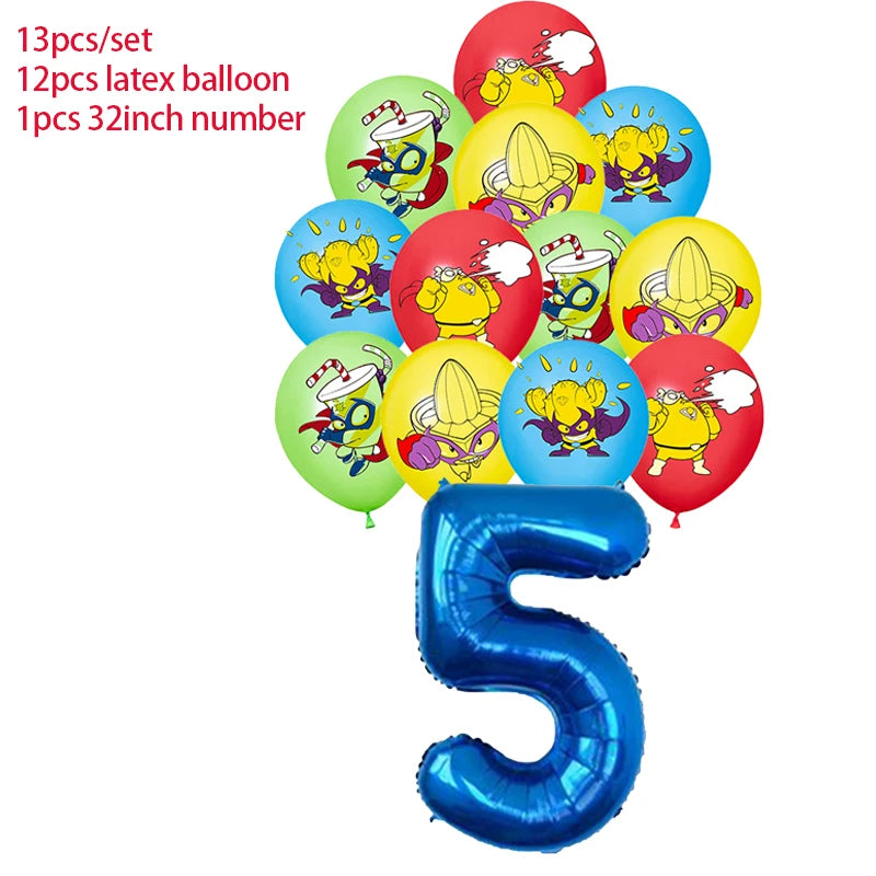 Superzings Birthday Party Decoration Balloon Banner Cake Topper SuperthingsTableware Birthday Party Supplies Baby Shower Good Vibrations