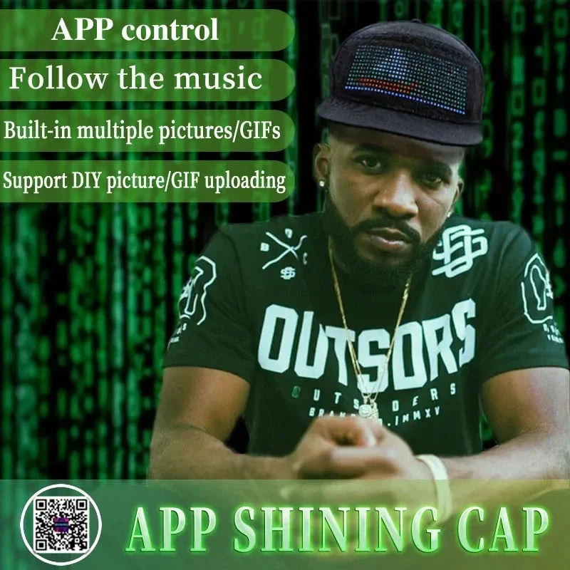 LED Glowing Hat LED Matrix Scrolling Text Display Message Pattern Programmable APP Control 5V for Disco Party Cool Baseball Cap Good Vibrations