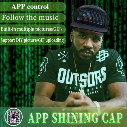 LED Glowing Hat LED Matrix Scrolling Text Display Message Pattern Programmable APP Control 5V for Disco Party Cool Baseball Cap Good Vibrations