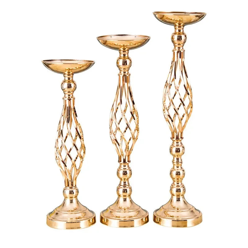 Table Candle Holder Decoration: Golden Iron Art Vase, Twisted Road Candlestick for Wedding Flowers, Wedding Props Good Vibrations