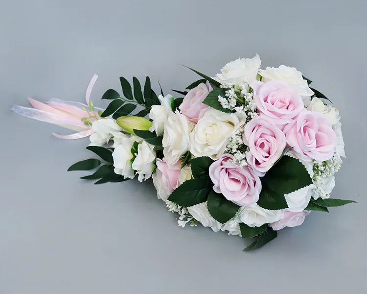 AYicuthia Realistic Wedding Bride Bouquet Hand Tied Flower Decoration Holiday Party Supplies Roses Wedding Flowers Good Vibrations