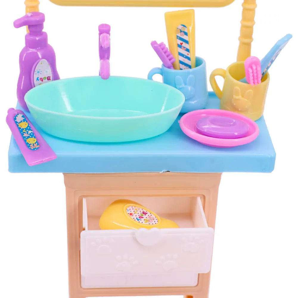 Doll House Furniture Bed Table Chair For 11.8inch 30cm Doll Plastics Cleaning Tools Accessories Mini Furniture Model Gifts Toys Good Vibrations
