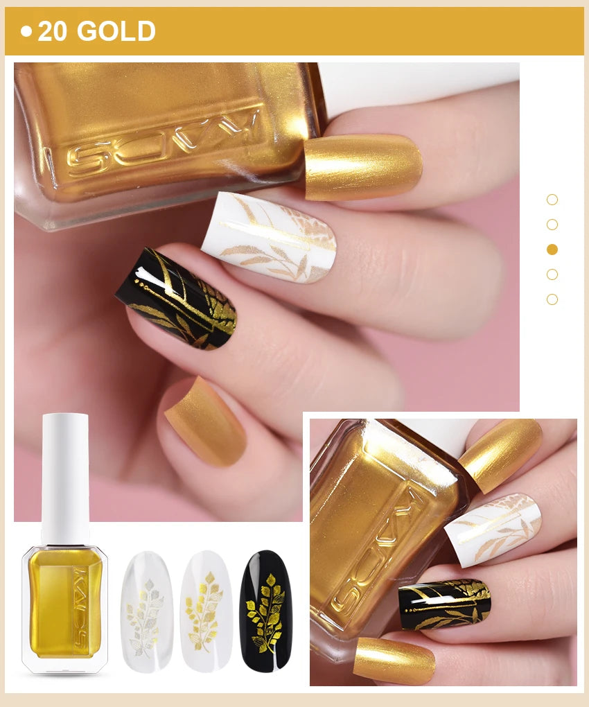 KADS 24 Colors Stamping Nail Polish Black White Gold Silver Nail Art Printing Varnish for Stamp Plate Nail Polish Lacquers Good Vibrations
