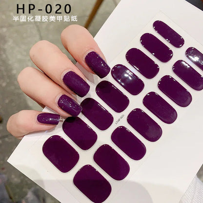 UV Semi-Cured Gel Nail Wraps Stickers Strips French Long Lasting Full Cover LED Gel Semi Cured Nail Sliders For Nail Extension & Good Vibrations