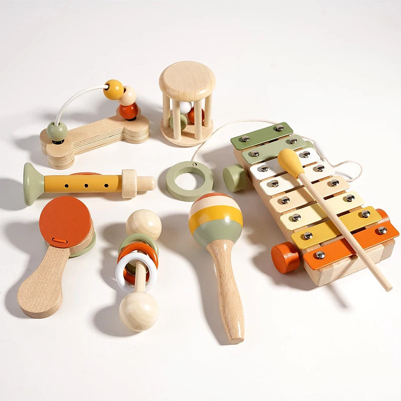 Wooden Musical Instrument Toy Set Includes a variety of instruments like xylophones and rattles Kids will have a blast playing m Good Vibrations