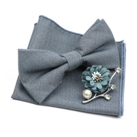Mens Wedding Bowtie Brooch Set Romantic Solid Color Bamboo Fiber Bowknot Flower Lapel Pin Blue Pink Cravat Suit Shirt Accessory Good Vibrations