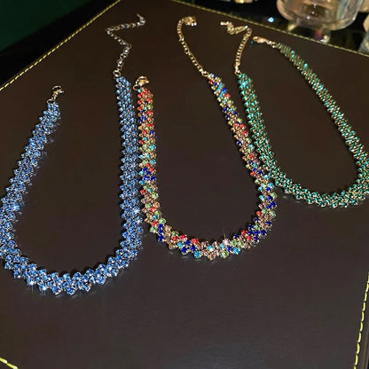 Luxury Shiny Full Rhinestone Choker Necklace for Women Personalized Geometric Crystal Necklaces Wedding Jewelry Party Gifts Good Vibrations Adult Super Store