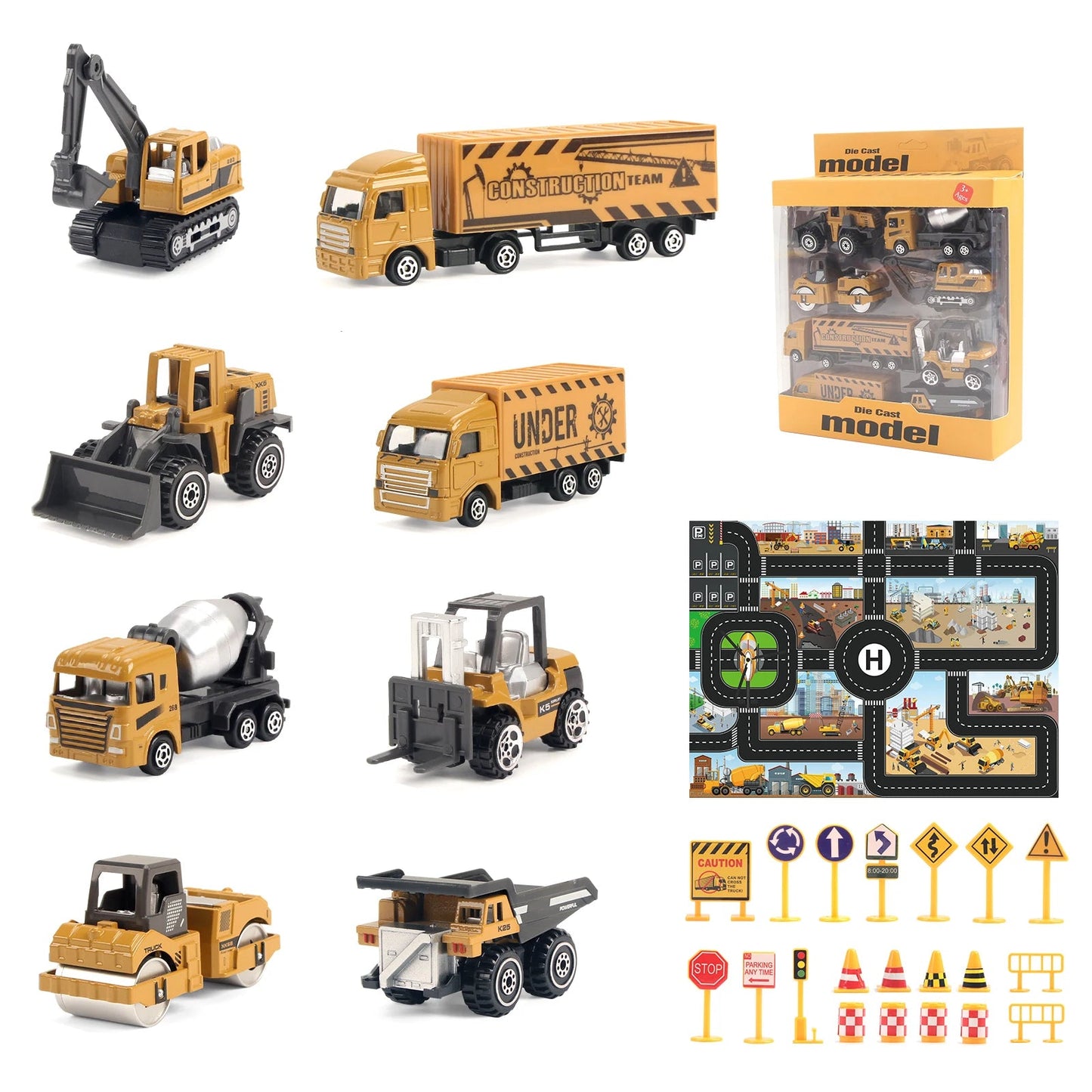6pcs/set Alloy Engineering Truck Toy Car Classic Construction Model Vehicle Loader Tractor Excavator Toys for 3 years Boys Gifts Good Vibrations