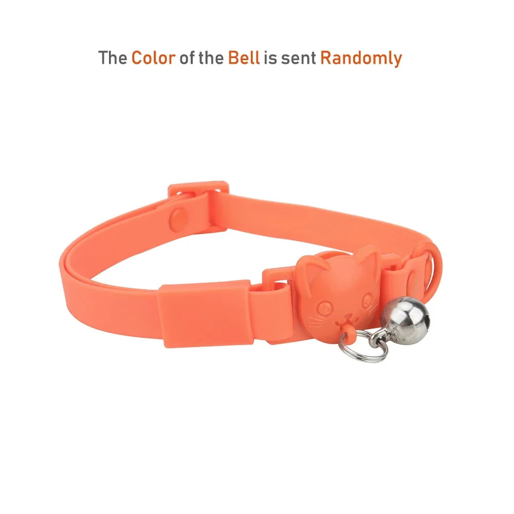 Pet Cat Bell Collar Dog Necklace PVC Waterproof Adjustable Kitten Candy Color Collar Festival Grooming Decorate Pet Supplies - Good Vibrations