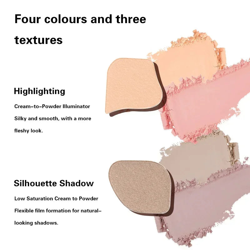 4Color Eyeshadow Palette Blush Eyeliner Eyeshadow Highlight Contour Palette Eyes Makeup Cute Beauty Cosmetics Good Vibrations