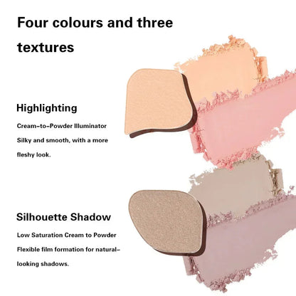 4Color Eyeshadow Palette Blush Eyeliner Eyeshadow Highlight Contour Palette Eyes Makeup Cute Beauty Cosmetics Good Vibrations