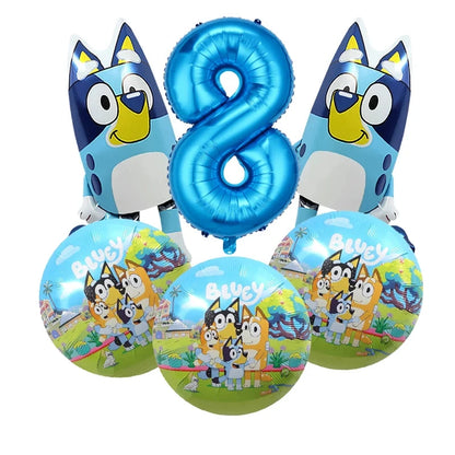 Bluey Christmas Birthday Party dinnerware Disposable Banner Cake Topper Hanging Flag bluey number Balloons Birthday Decoration Good Vibrations