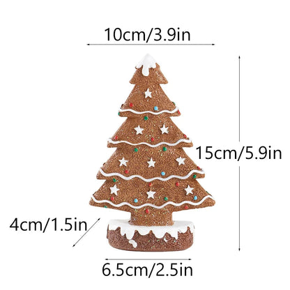 Festive Resin Gingerbread Christmas Tree Figurine, Holiday Tabletop Centerpiece Decor for Home Christmas Atmosphere Good Vibrations